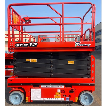 12m Electric self-propelled scissor lift, Maximum working height: 13.8 m, Safe working load  320 kg