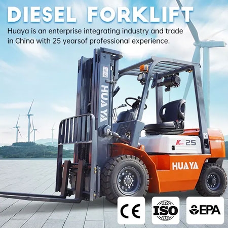 HUAYA - 2.5 Ton Diesel Forklift - Loading Capacity 2500 kg, Lifting heigh 3000-7000 mm, Power 37KW