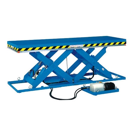 ELT with tandem scissors, Table width up to 5 metres, long platform with loads from 1,500kg to 10,000kg is required.