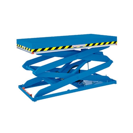 ELD with double scissors, Double scissors for high effective stroke, maximum bearing load of 50,000 kg.